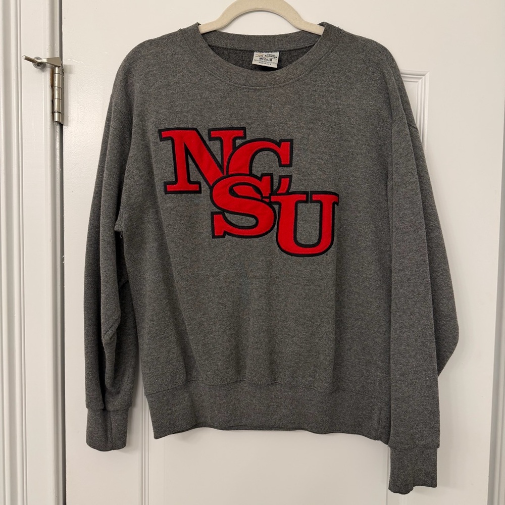 Gray NCSU Sweatshirt with Red Logo